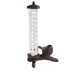 Buiten Thermometer Bird antiek bruin metaal