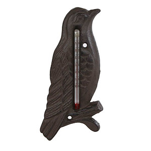 Buiten Thermometer Bird oud bruin