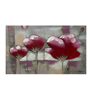 Canvas Schilderij bloemen rood roze