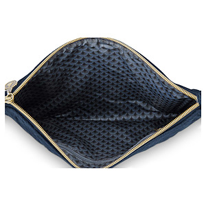 Cosmetic Flat Pouch Large Velvet Quilted Days Blue