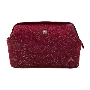 Cosmetic Purse Extra Large Velvet Quiltey Days Red