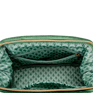 Cosmetic Purse Small Velvet Quilted Green