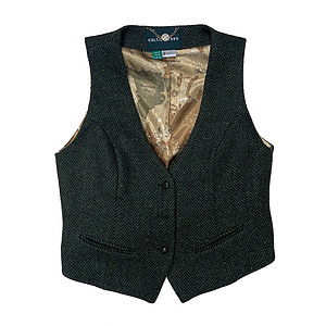 Dames Gilet Green Tweed Herringbone 