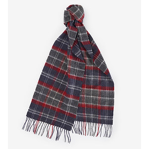 Merino Cashmere Tartan Scarf Blue Granite