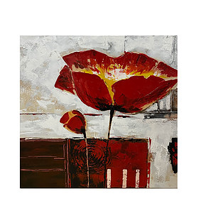 Canvas Schilderij Mondiart Bloem rood 2