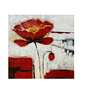 Canvas Schilderij Mondiart Bloem rood 1