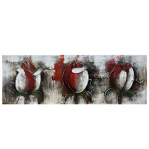 Canvas Schilderij Mondiart drie tulpen rood