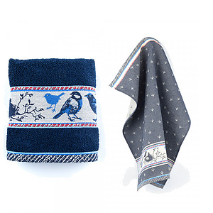 Thee- en keukendoek Birds dk blue