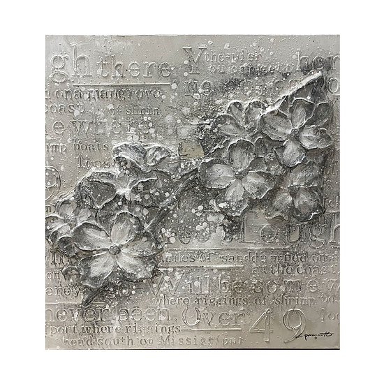 Canvas Schilderij bloemen zilver 2 1