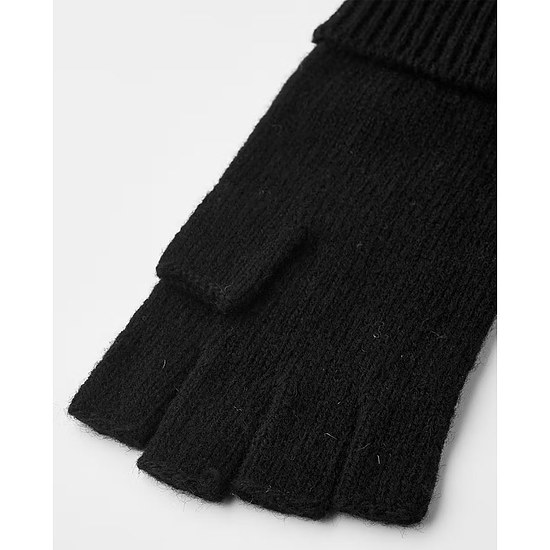 Afbeelding Handschoen Raggwool Half Finger Black 2