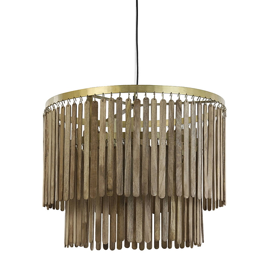 Hanglamp Gularo hout antiek brons L 1