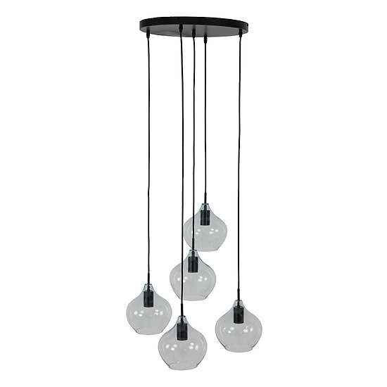 Hanglamp Rakel mat zwart + helder rond