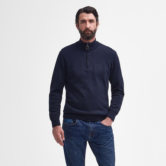 Afbeelding Herentrui Cotton half zip Navy 3