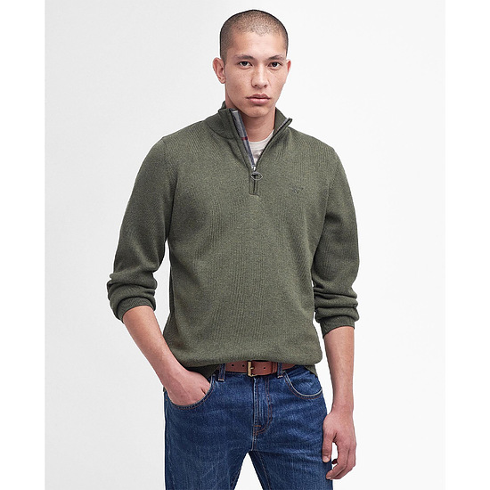 Afbeelding Herentrui Cotton half zip Olive Marl 2