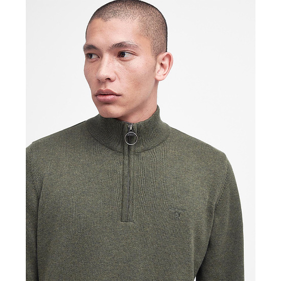 Afbeelding Herentrui Cotton half zip Olive Marl 3