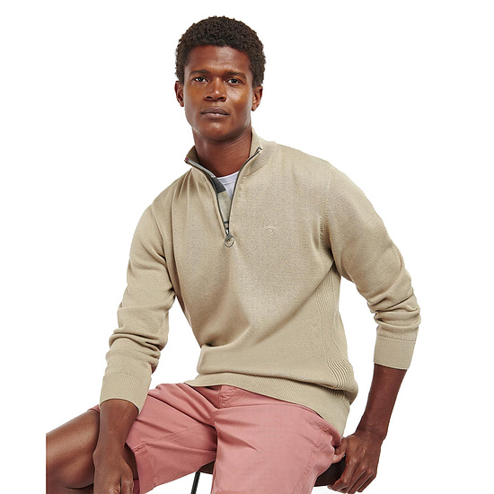 Afbeelding Herentrui Cotton half zip washed stone 2