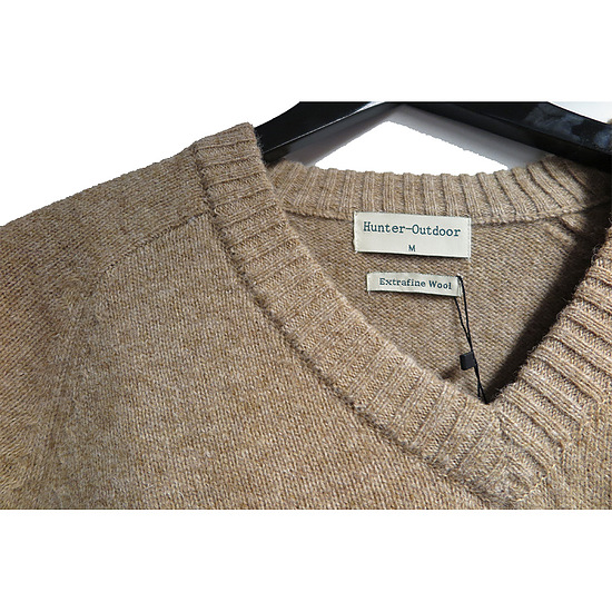 Afbeelding Herentrui wool V neck biscuit 2