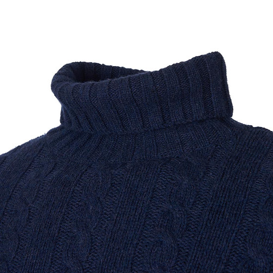 Afbeelding Herentui Duffle cable crew dark denim 3