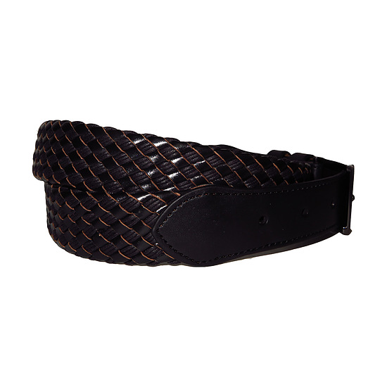 Leather & wax cotton belt black