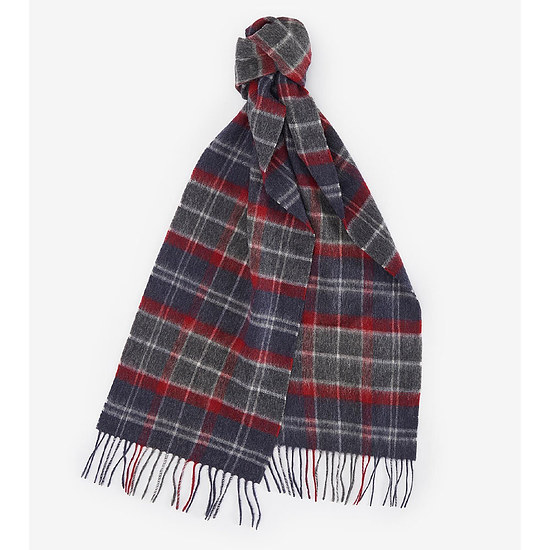 Merino Cashmere Tartan Scarf Blue Granite