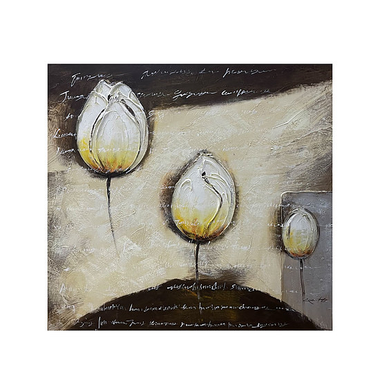 Canvas Schilderij Mondiart Tulpen geel 1