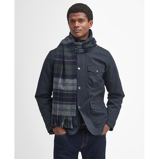 Tartan Scarf Brack Patchwork Navy/Dark Ginger