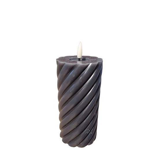 Twisted Pillar Candle Rustic Black 7.5x15cm 1